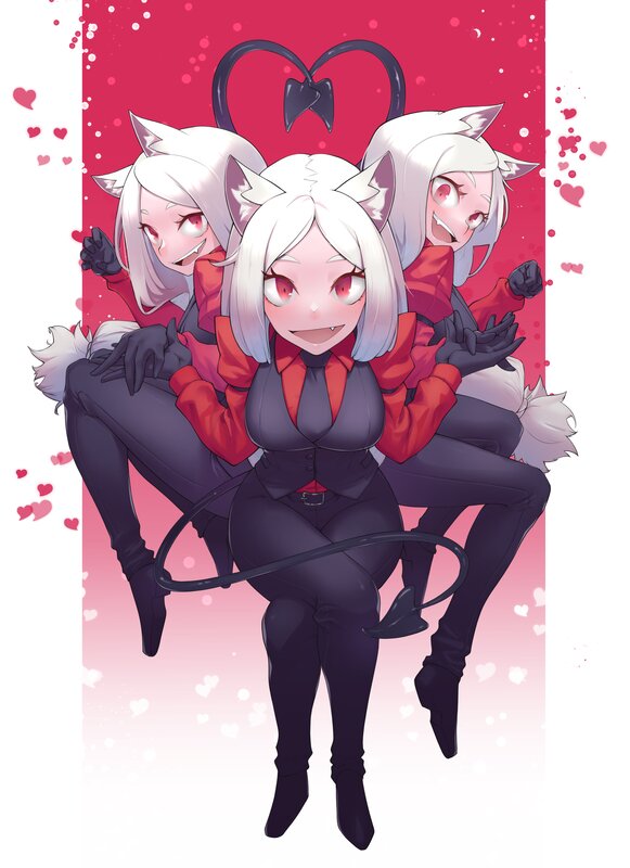 Three Cat-eared Girls — Red