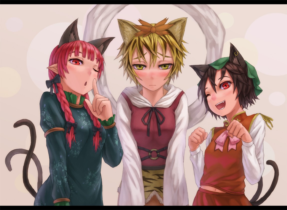three cat-eared girls together