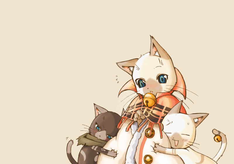 three cats hugging