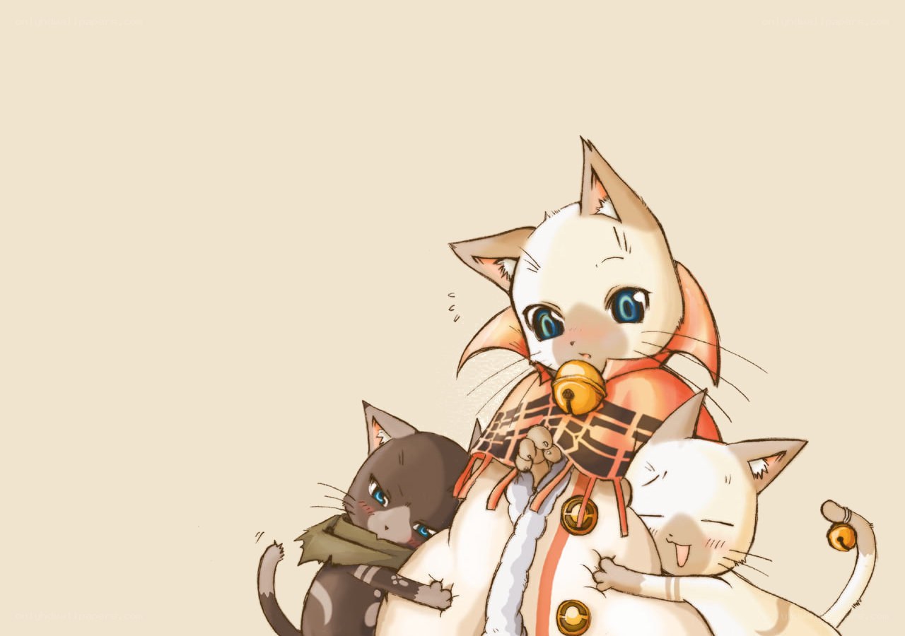 three cats hugging