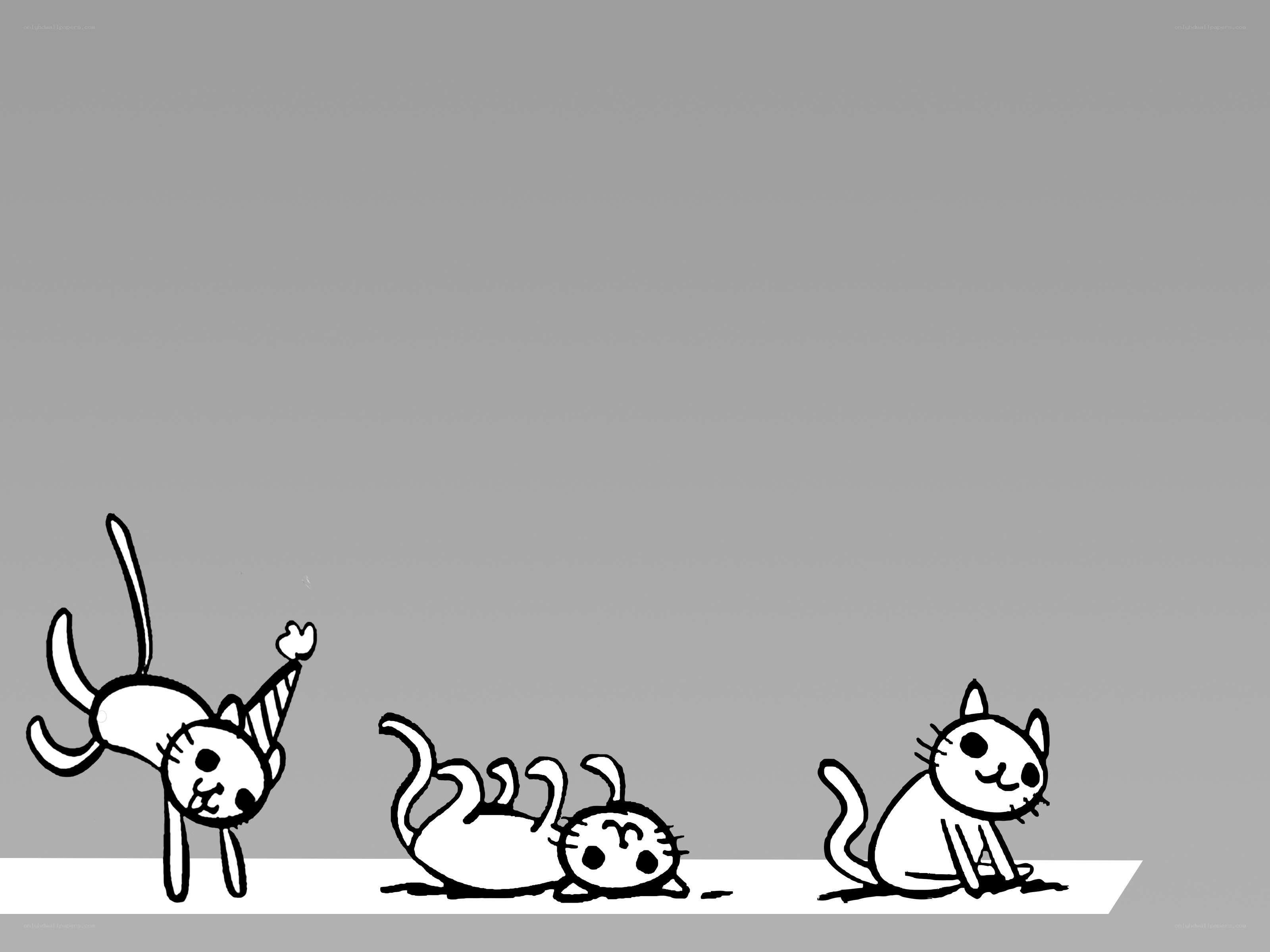 three cats in different poses