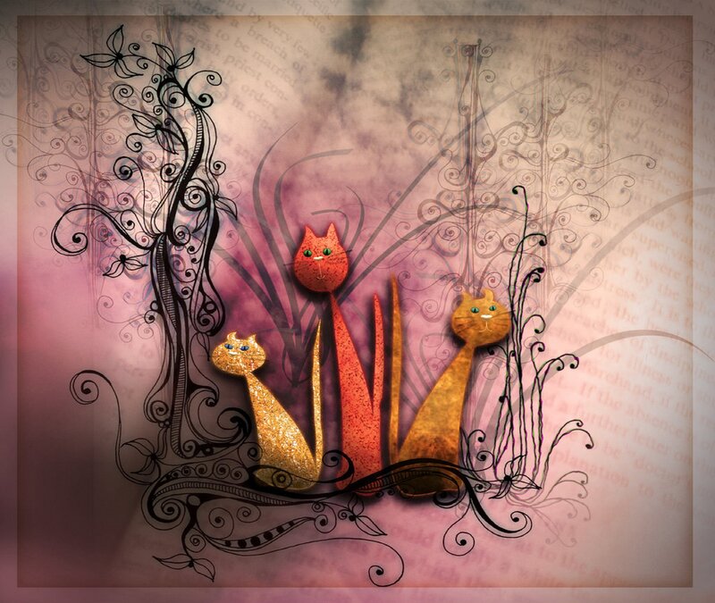 Three Cats in Illustration