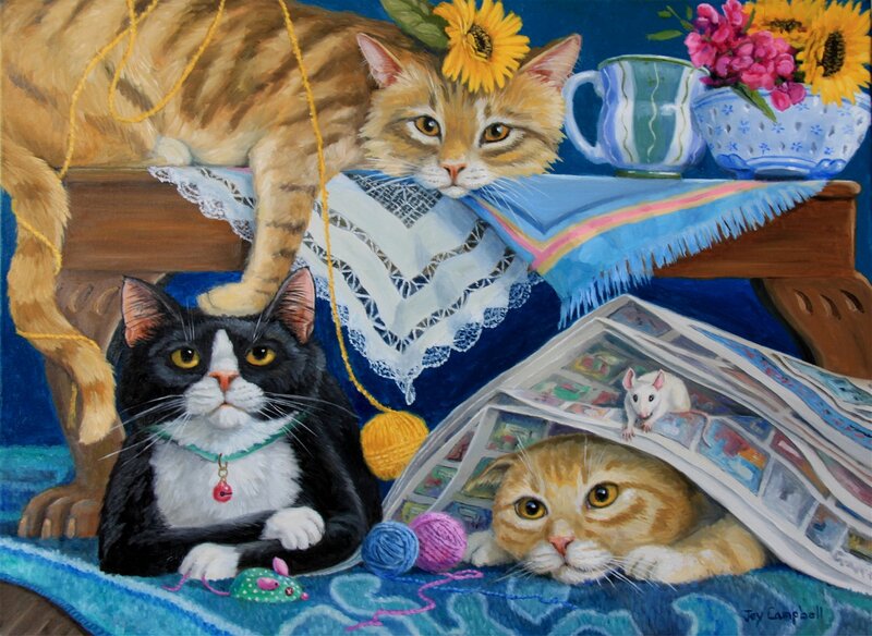 Three Cats in Still Life