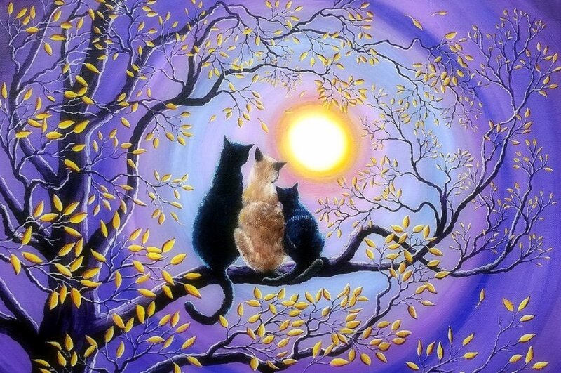 Three Cats on a Branch