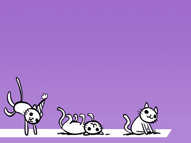 Three Cats on Purple