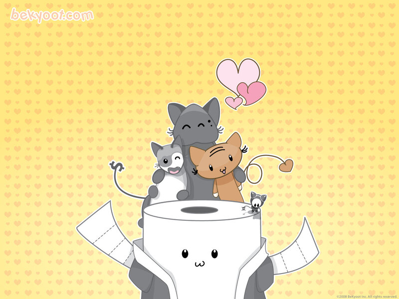 Three Cats on Toilet Paper