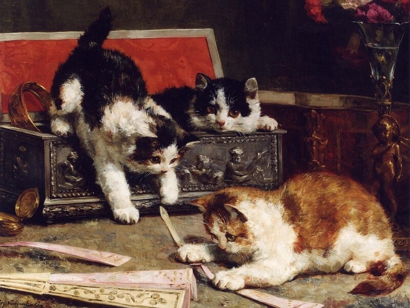 Three Cats Playing