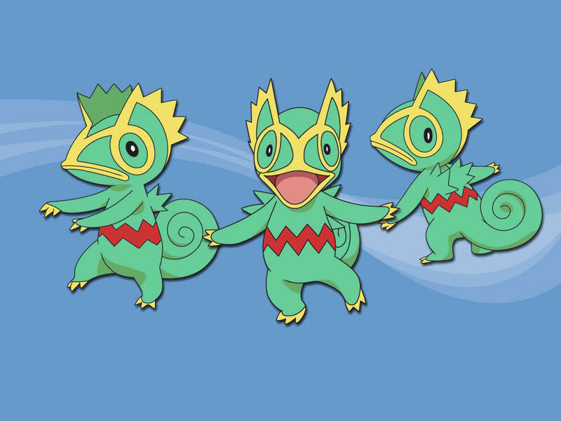 three chameleon-like creatures