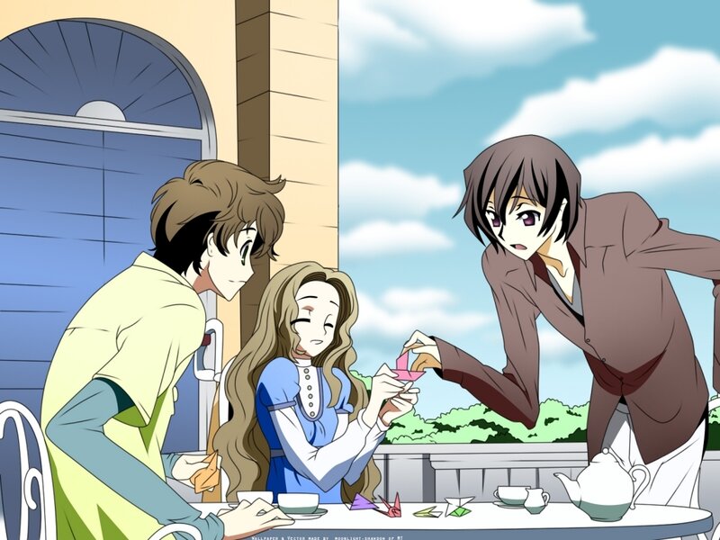 Three Characters at a Table — Blue