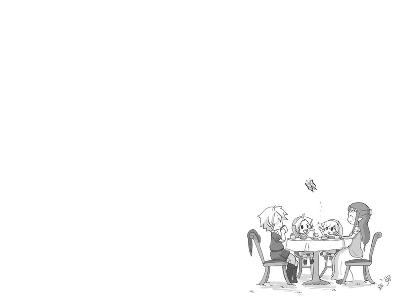 Three Characters at Table — Black