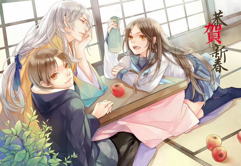 Three Characters at Table — White