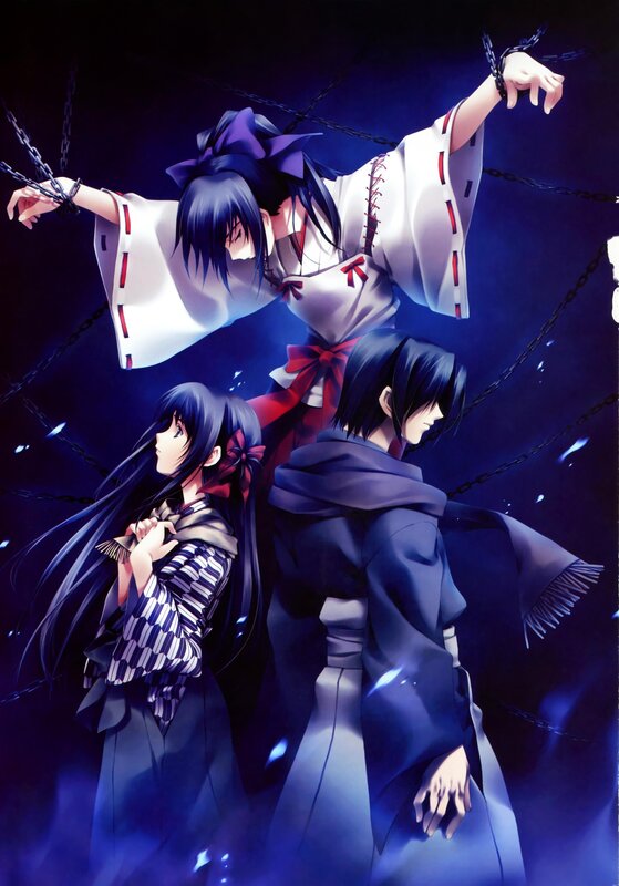 Three characters bound by chains
