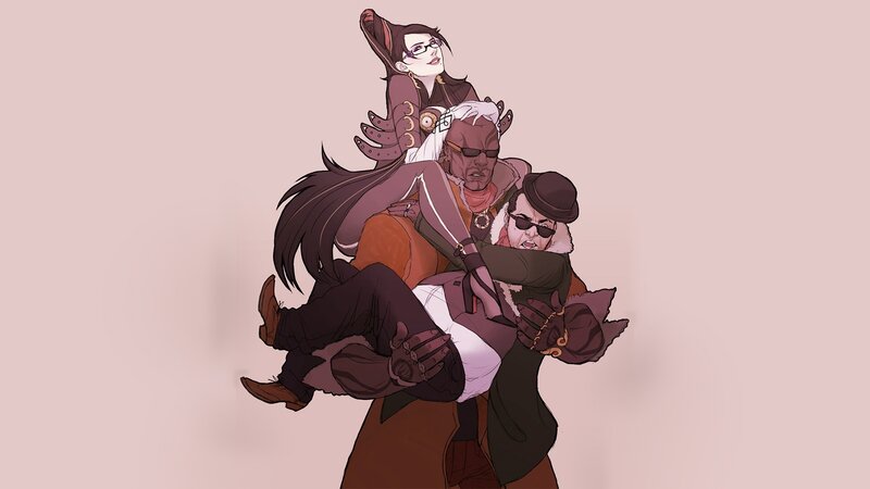 Three Characters Carrying Each Other