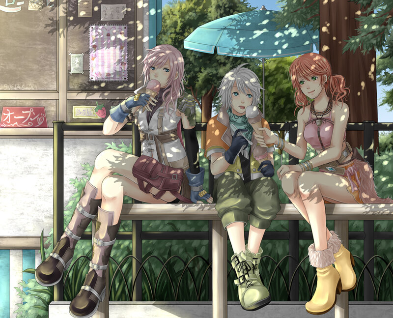 Three Characters Eating Ice Cream