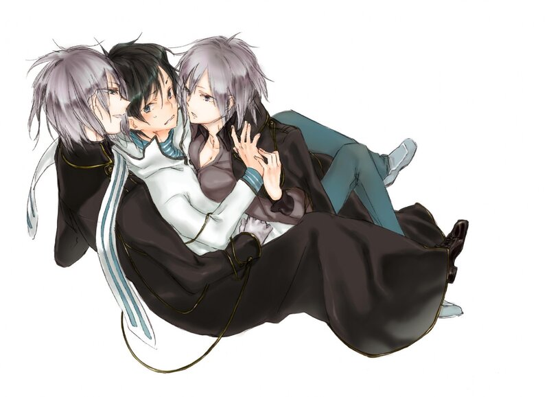Three Characters Embracing — Black
