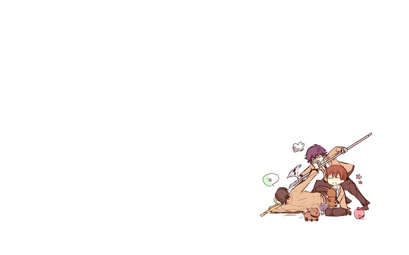 Three Characters Fighting — Brown