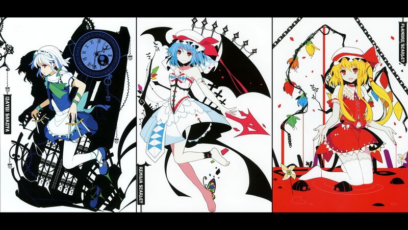 Three characters from Touhou Project