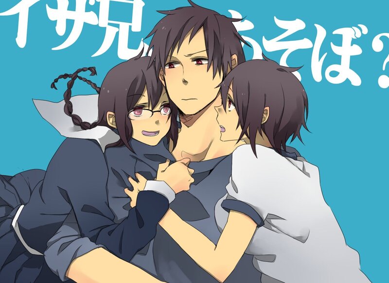 three characters hugging