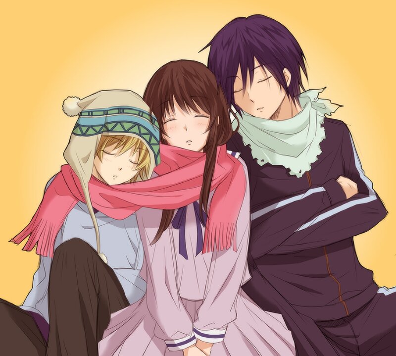 Three Characters Hugging — Yellow