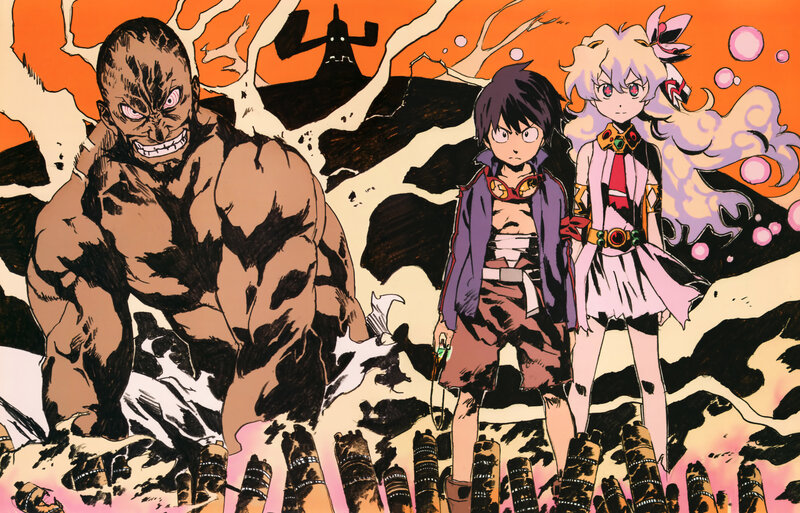 Three Characters in a Battle — Orange, Dramatic