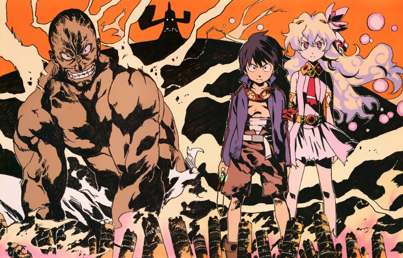 Three Characters in a Battle — Orange