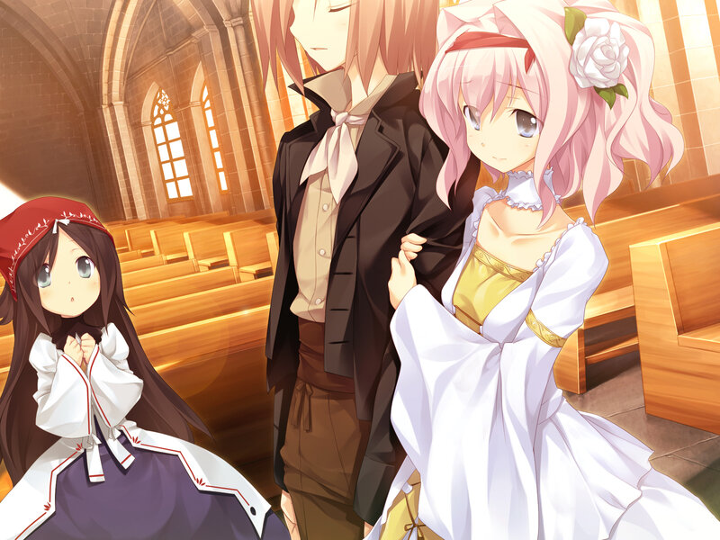 Three Characters in a Church — Pink