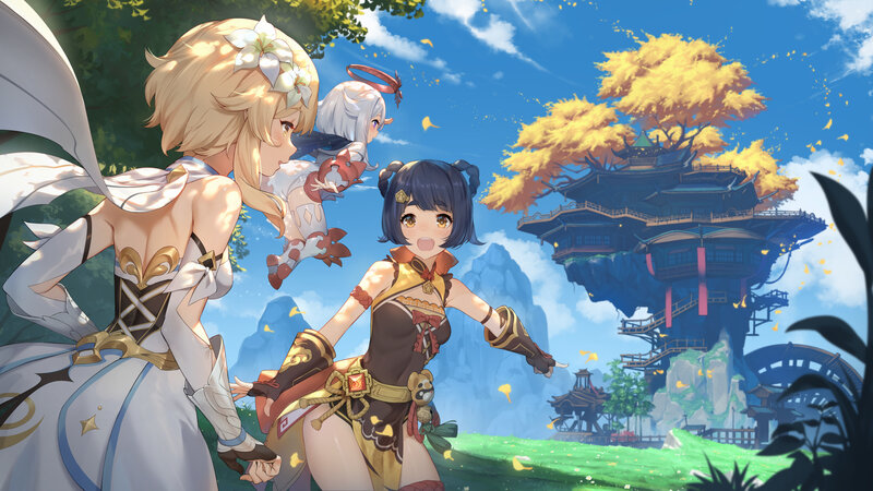 Three Characters in a Fantasy Landscape