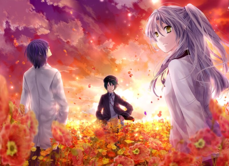 Three Characters in a Flower Field