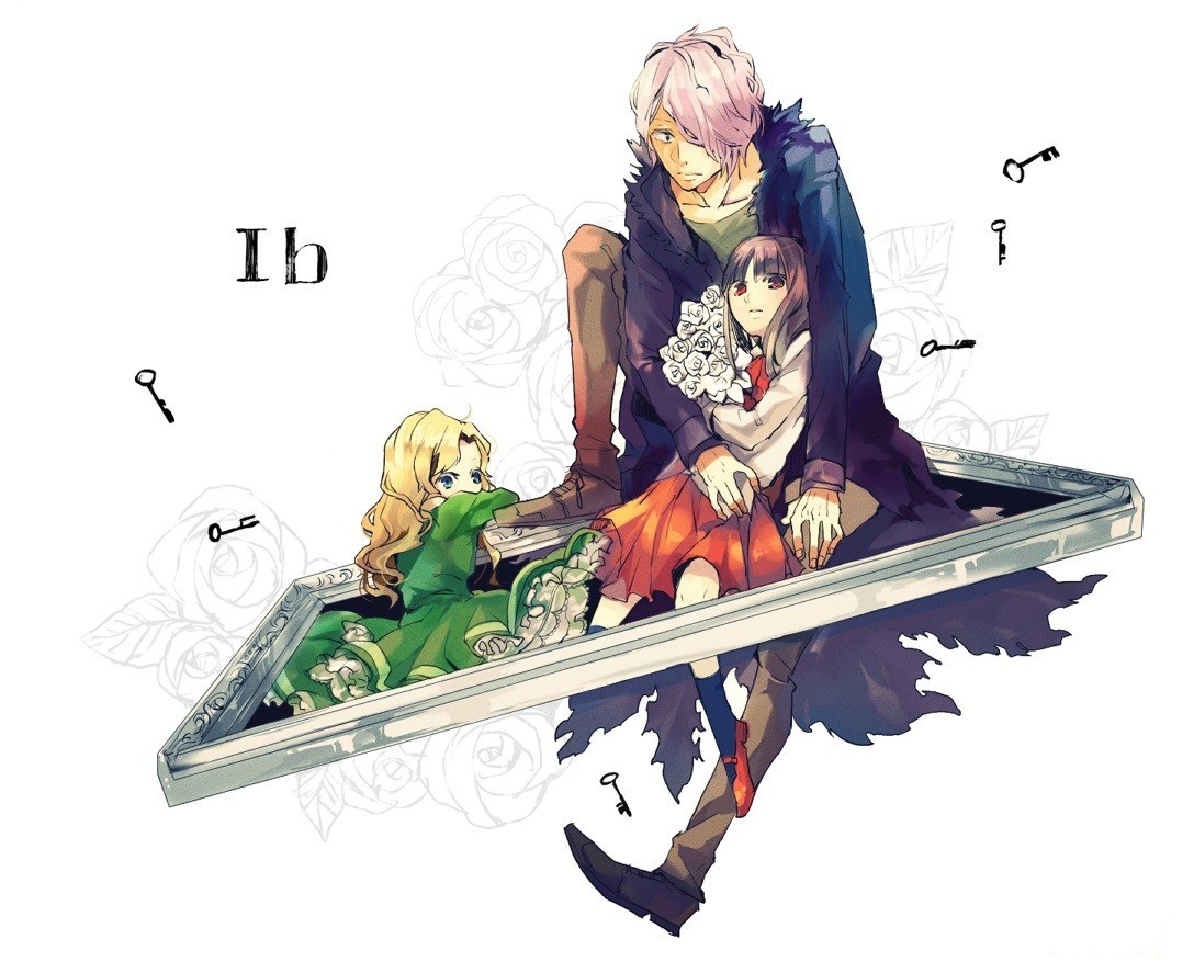 Three characters in a frame
