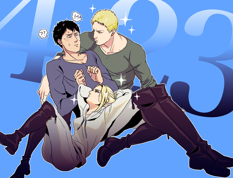 Three Characters in a Group — Blue, Dramatic