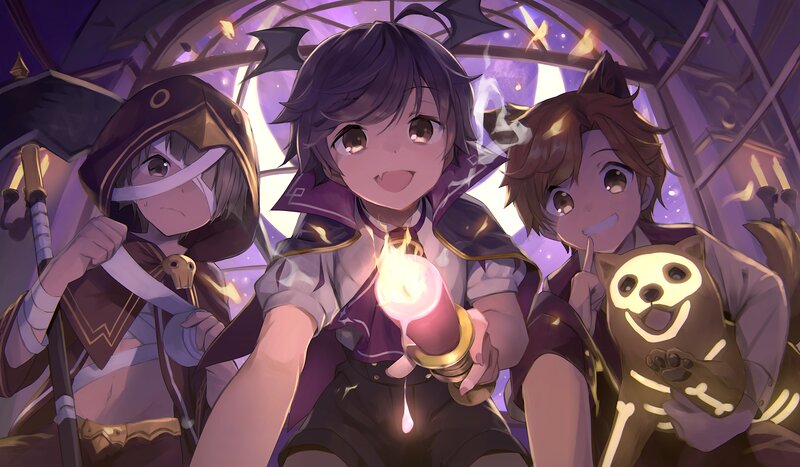 Three Characters in a Room — Purple, Mysterious