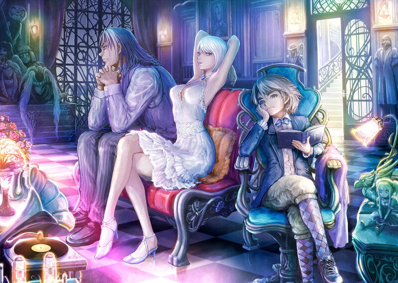 Three Characters in a Room — Purple