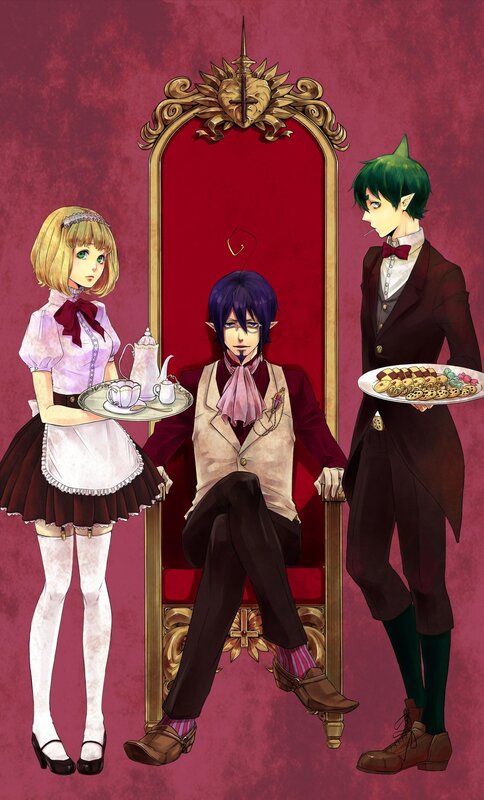 Three characters in a royal setting