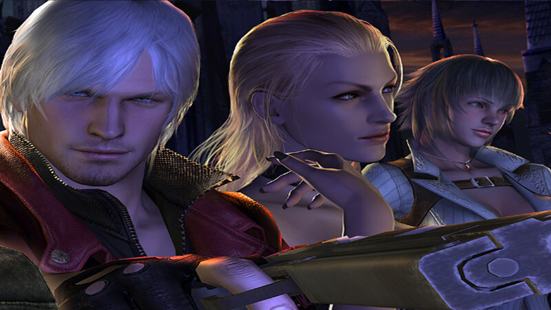 Three Characters in a Scene — Purple, Dramatic, Sunset