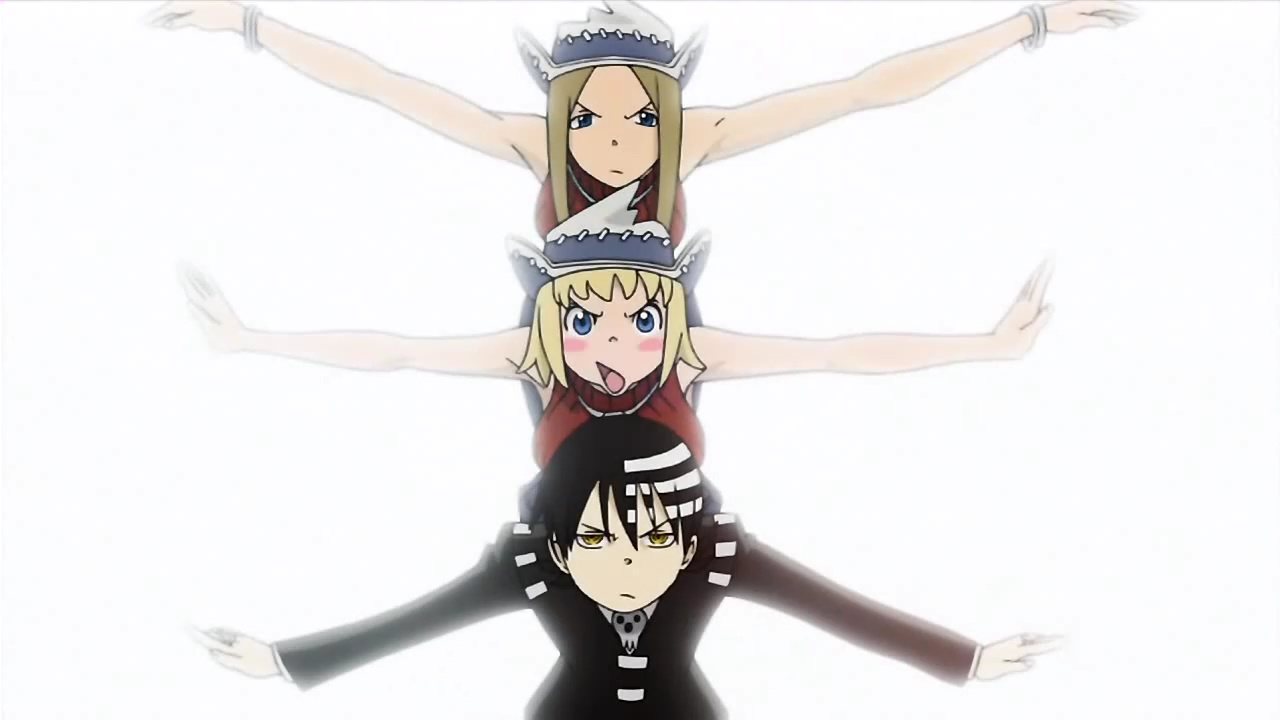 three characters in a stack