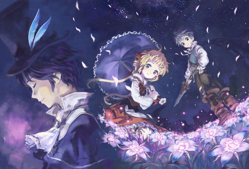 Three characters in a starry field