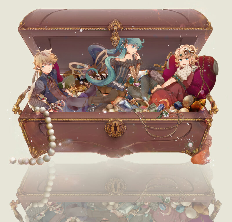 Three Characters in a Treasure Chest — Brown