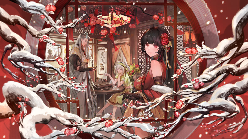 Three Characters in a Winter Scene