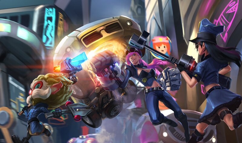 Three Characters in Action — Blue, Dynamic, Energetic
