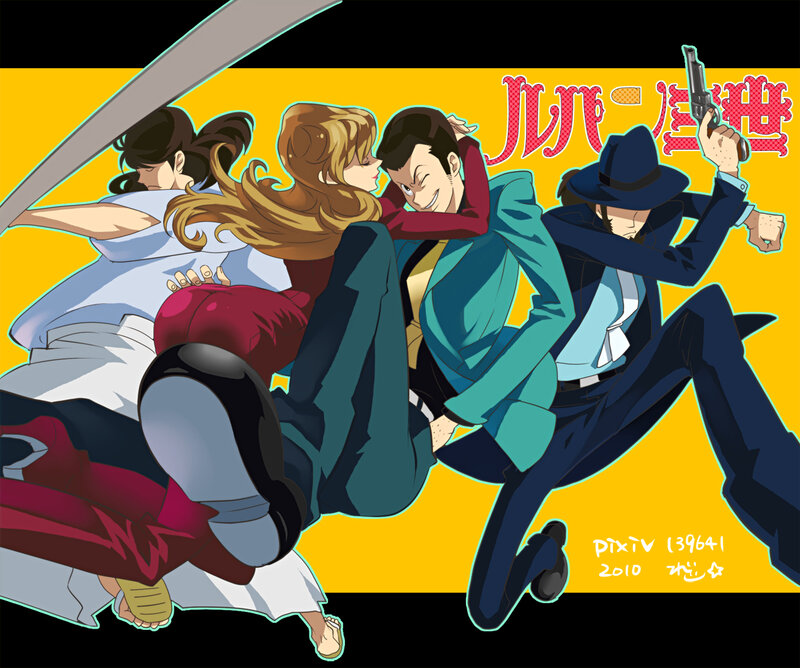 Three Characters in Action — Yellow, Dramatic