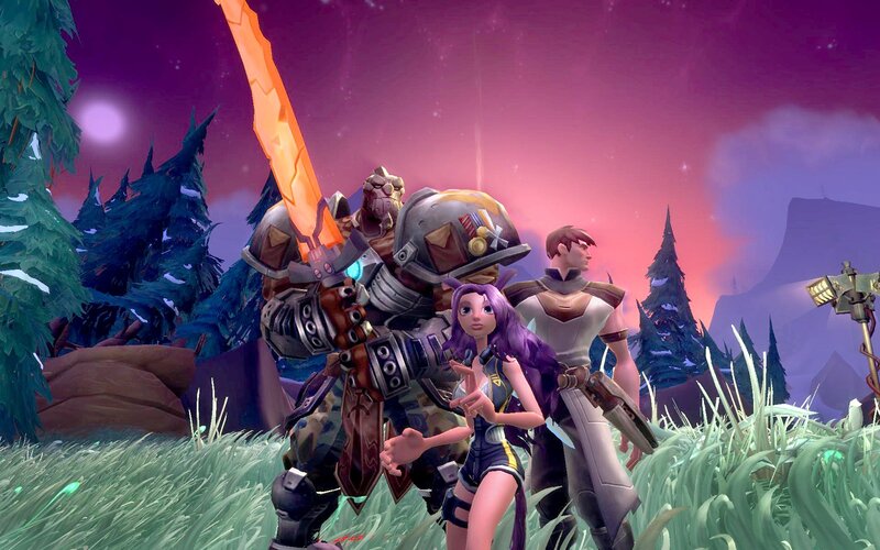 Three Characters in Armor — Purple