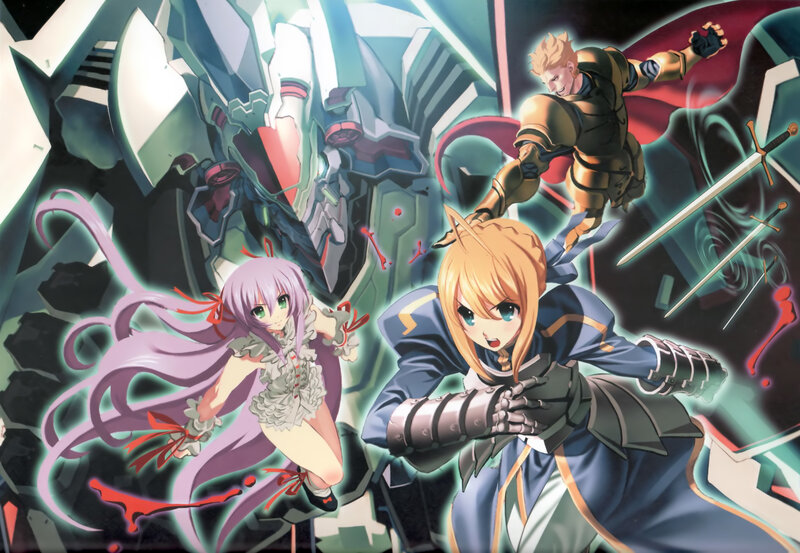 Three Characters in Battle — Blue, Dramatic, Anime, Mecha