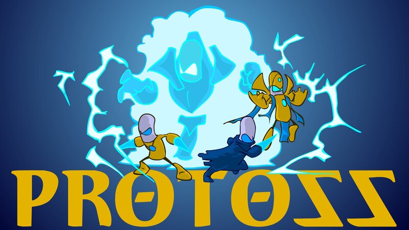 Three Characters in Battle — Blue, Dramatic, Digital Art, Energy Blast