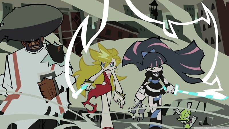 Three Characters in Battle — Green