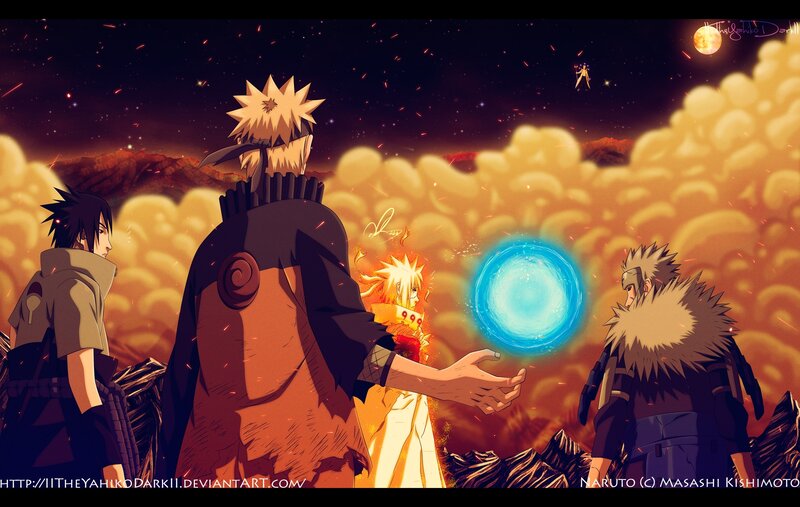 Three Characters in Battle — Orange