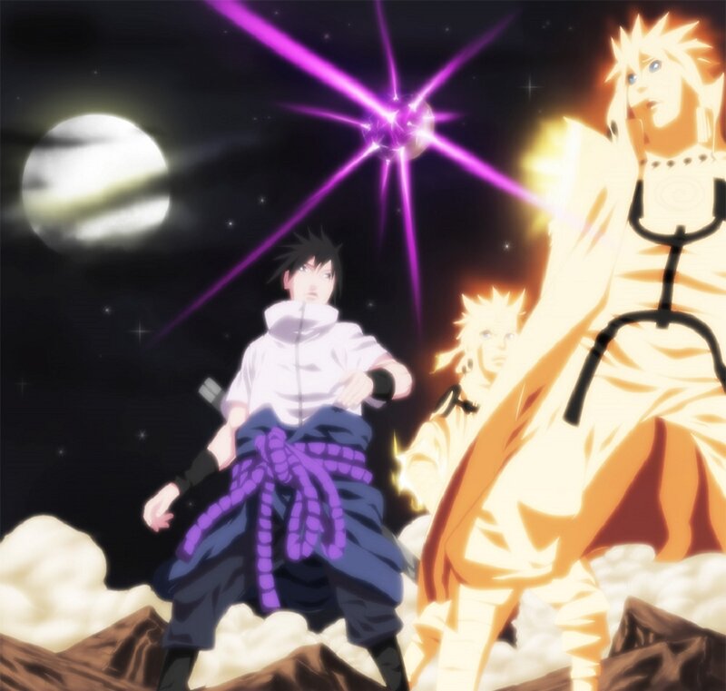 Three Characters in Battle — Purple, Dramatic, Night