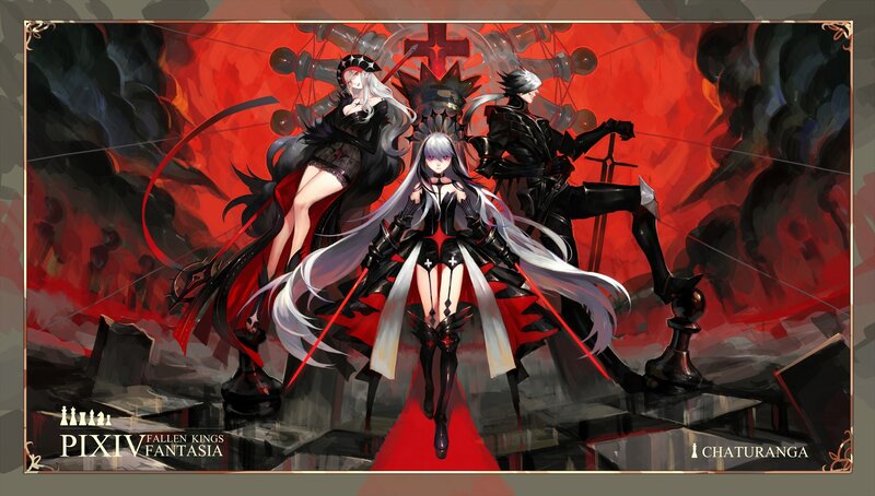 Three Characters in Black Armor