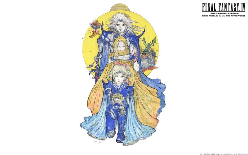 Three Characters in Blue and Yellow