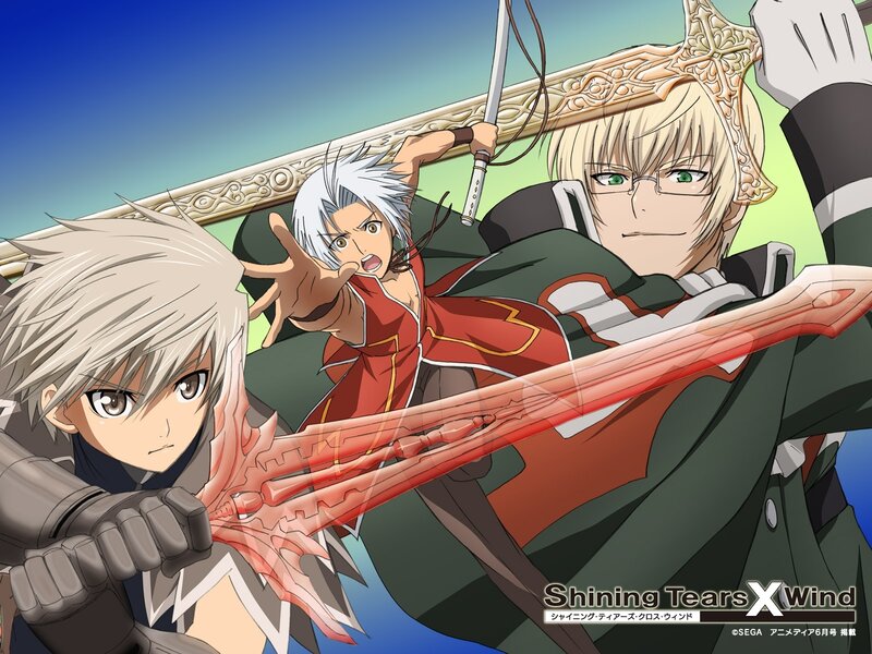 Three Characters in Combat — Blue
