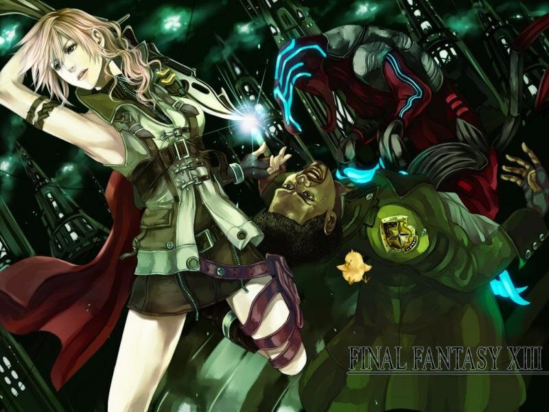 Three Characters in Combat — Green
